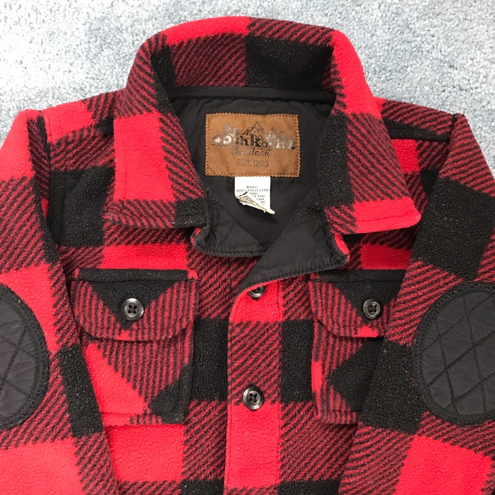 Osh Kosh B’Gosh red black check fleece jacket 18mo - Picture 2 of 3